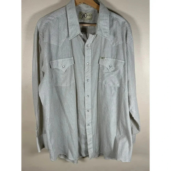 Vintage Pearl Snap Long Sleeve Button Down Brown Stripe Western Cowboy  18-35 - Picture 1 of 9